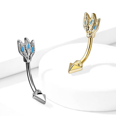 16g Petite Tribal Split Arrow Navel Ring with Gold Plating - Split Spinal Belly Bar. Navel Rings Australia.