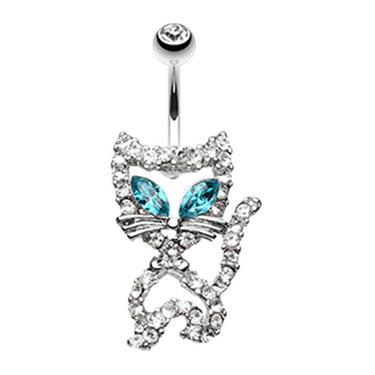 Purrfect Kitty Belly Bar - Fixed (non-dangle) Belly Bar. Navel Rings Australia.