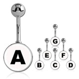 Printed Alphabet Letter Initial Belly Bars - Basic Curved Barbell. Navel Rings Australia.