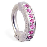 TummyToys® Silver HOT Pink CZ Sleeper Belly Piercing - TummyToys® Patented Clasp. Navel Rings Australia.