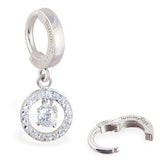 TummyToys® Silver Bullseye CZ Drop - TummyToys® Patented Clasp. Navel Rings Australia.