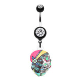 Dia De Los Muertos Belly Ring - Dangling Belly Ring. Navel Rings Australia.