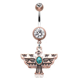 Aztec Thunderbird Belly Piercing - Dangling Belly Ring. Navel Rings Australia.