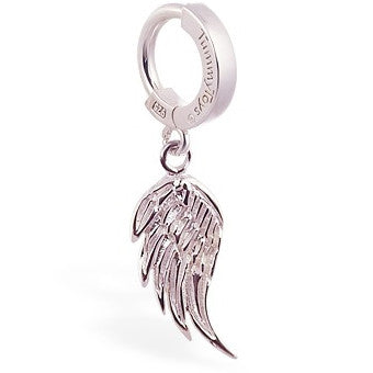 TummyToys® Silver Femme Metale's Angel Wing Belly Piercing Ring - TummyToys® Patented Clasp. Navel Rings Australia.