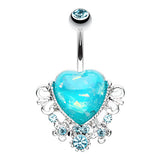 Vintage Ocean Romance Belly Ring - Fixed (non-dangle) Belly Bar. Navel Rings Australia.