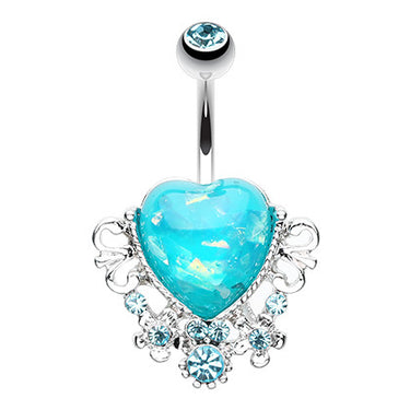 Vintage Ocean Romance Belly Ring - Fixed (non-dangle) Belly Bar. Navel Rings Australia.