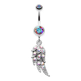 Angelic Wing Navel Piercing Bar - Dangling Belly Ring. Navel Rings Australia.