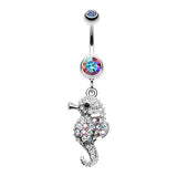 Glittered Baby Seahorse Belly Bar - Dangling Belly Ring. Navel Rings Australia.