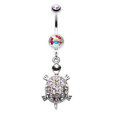 Tropics Aurora Shell Turtle Belly Bar - Dangling Belly Ring. Navel Rings Australia.