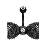 Metallic Mesh Bow Belly Rings - Fixed (non-dangle) Belly Bar. Navel Rings Australia.