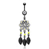 Daisy Field Dream Catcher Belly Ring with Black Titanium