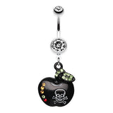 Jeweled Poisoned Apple Navel Bar - Dangling Belly Ring. Navel Rings Australia.