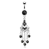 Black Vintage Chandelier Belly Piercing - Dangling Belly Ring. Navel Rings Australia.