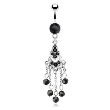 Black Vintage Chandelier Belly Piercing - Dangling Belly Ring. Navel Rings Australia.