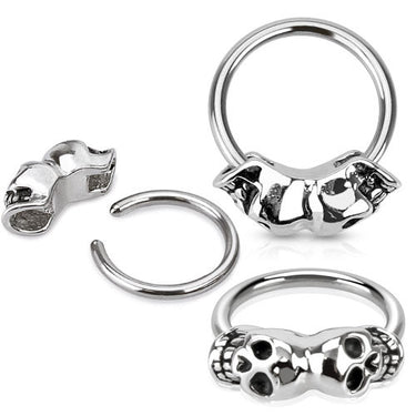 Double Skull Captive Belly Jewellery - Captive Belly Ring. Navel Rings Australia.