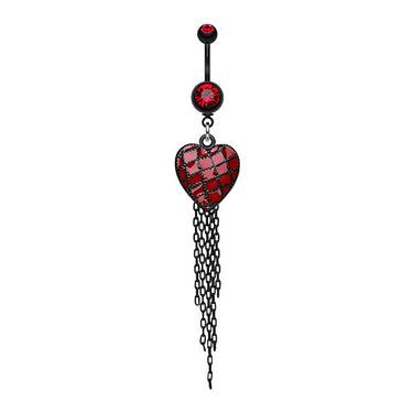 Captured Heart Belly Bar - Dangling Belly Ring. Navel Rings Australia.