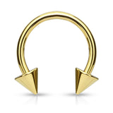 Spiked Horse Shoe Body Jewellery with Gold Plating - Circular Barbell / Horse Shoe. Navel Rings Australia.