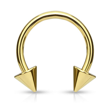 Spiked Horse Shoe Body Jewellery with Gold Plating - Circular Barbell / Horse Shoe. Navel Rings Australia.
