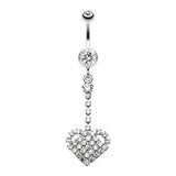Crystaline Heart Journey Navel Ring - Dangling Belly Ring. Navel Rings Australia.