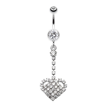 Crystaline Heart Journey Navel Ring - Dangling Belly Ring. Navel Rings Australia.