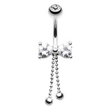 Swinging Bow Tie Belly Bar - Dangling Belly Ring. Navel Rings Australia.