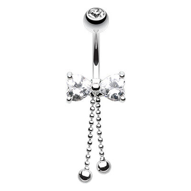 Swinging Bow Tie Belly Bar - Dangling Belly Ring. Navel Rings Australia.