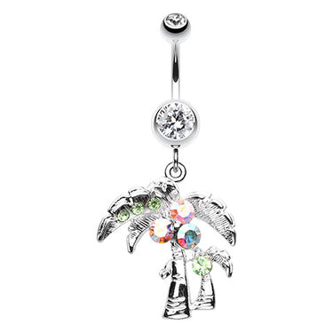 Cancun Palm Oasis Belly Bar - Dangling Belly Ring. Navel Rings Australia.