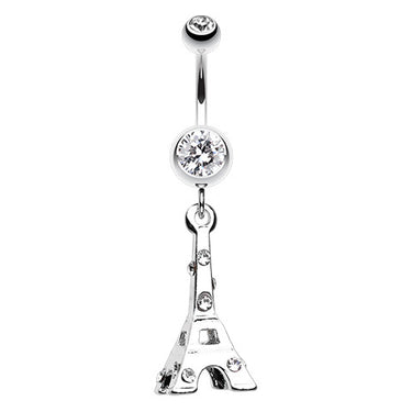 Parisian Eiffel Tower Belly Piercing Ring - Dangling Belly Ring. Navel Rings Australia.