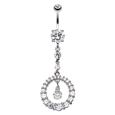 Eternity Circle Belly Button Bar - Dangling Belly Ring. Navel Rings Australia.