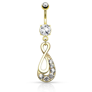 Gem Infinity Belly Piercing Ring with Gold Plating - Dangling Belly Ring. Navel Rings Australia.