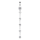 Crystal Falls Long Navel Bar - Dangling Belly Ring. Navel Rings Australia.