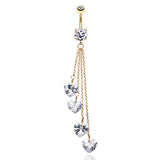 Hearts Infinite Journey Belly Ring in Gold - Dangling Belly Ring. Navel Rings Australia.