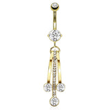 Laqueta Dangling Belly Bar with Gold Plating - Dangling Belly Ring. Navel Rings Australia.