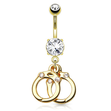 Cuff me up! Dangly Navel Bar with Gold Plating - Dangling Belly Ring. Navel Rings Australia.