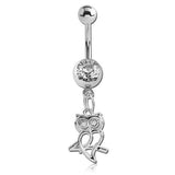 My Petite Owl Navel Bar - Dangling Belly Ring. Navel Rings Australia.