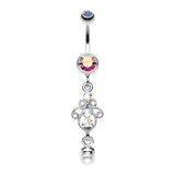 Ornate Pearl Tip Belly Piercing Ring - Dangling Belly Ring. Navel Rings Australia.