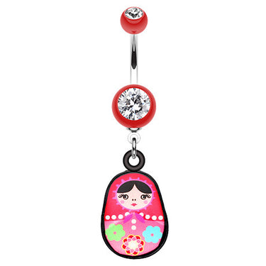 Russian Nesting Doll Navel Bar - Dangling Belly Ring. Navel Rings Australia.
