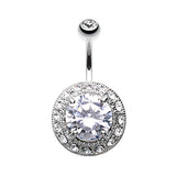 Majestic Clear Gem Belly Piercing Ring - Fixed (non-dangle) Belly Bar. Navel Rings Australia.