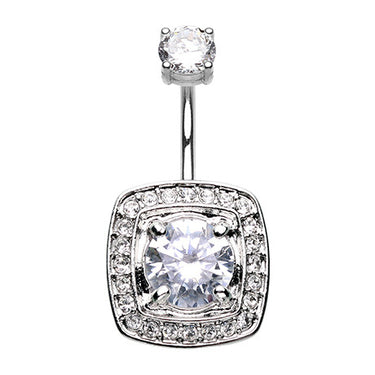 Grande Glam Jewel Belly Bar - Fixed (non-dangle) Belly Bar. Navel Rings Australia.