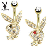 Playboy Bunny Belly Ring with Gold Plating - Fixed (non-dangle) Belly Bar. Navel Rings Australia.