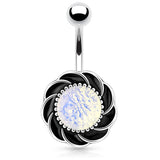Antique Opaline Burst Belly Button Rings - Fixed (non-dangle) Belly Bar. Navel Rings Australia.