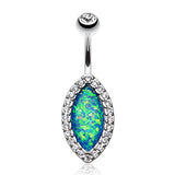 Wildfire Tears Opal Belly Ring - Fixed (non-dangle) Belly Bar. Navel Rings Australia.