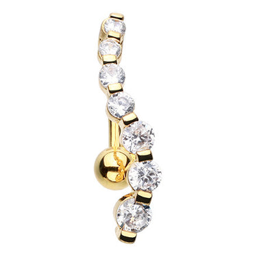 Golden Kinked Reverse Gem Journey Belly Button Ring - Reverse Top Down Belly Ring. Navel Rings Australia.
