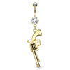 Wild West Golden Revolver Navel Bar