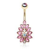 Gisela Leaflet Belly Bar - Fixed (non-dangle) Belly Bar. Navel Rings Australia.