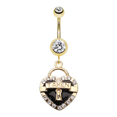 My Heart is Taken Navel Bar - Dangling Belly Ring. Navel Rings Australia.