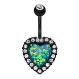 Uliuli Green Fire Opal Navel Piercing Bar - Fixed (non-dangle) Belly Bar. Navel Rings Australia.