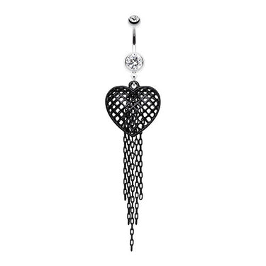 Imprisoned Heart Belly Dangle - Dangling Belly Ring. Navel Rings Australia.