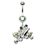 The Croaking Frog Belly Piercing Ring - Dangling Belly Ring. Navel Rings Australia.