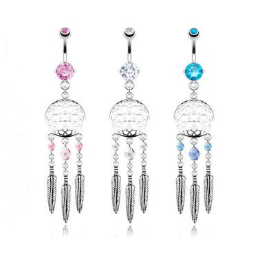 Entwined Dream Weaver Belly Button Ring - Dangling Belly Ring. Navel Rings Australia.